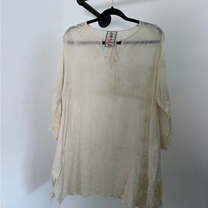 Johnny Was Cream Embroidered Tunic